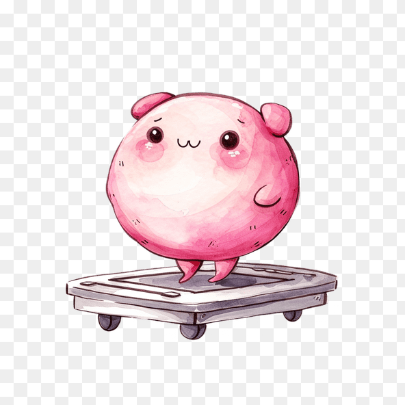 Cute Pink Blob on Weighing Scale Clipart