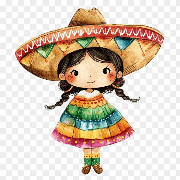 Colorful Mexican Girl Clipart