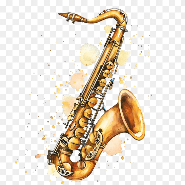 Watercolor Saxophone Clipart