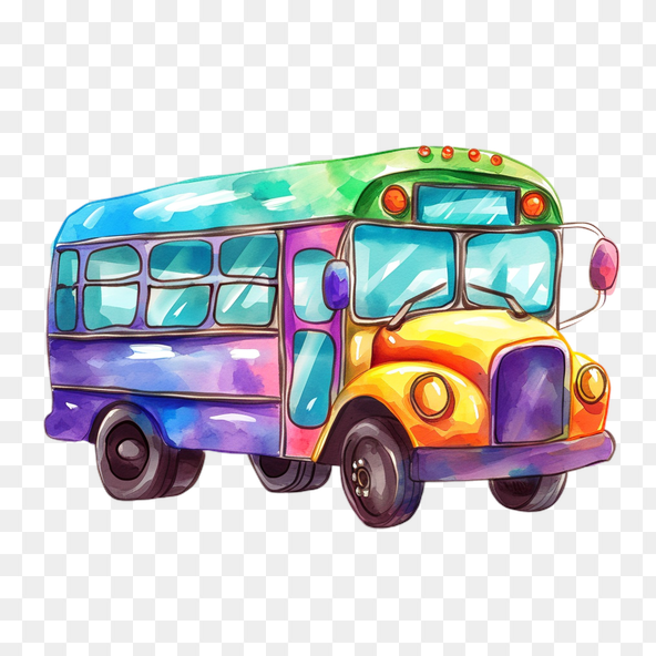 Watercolor School Bus Clipart