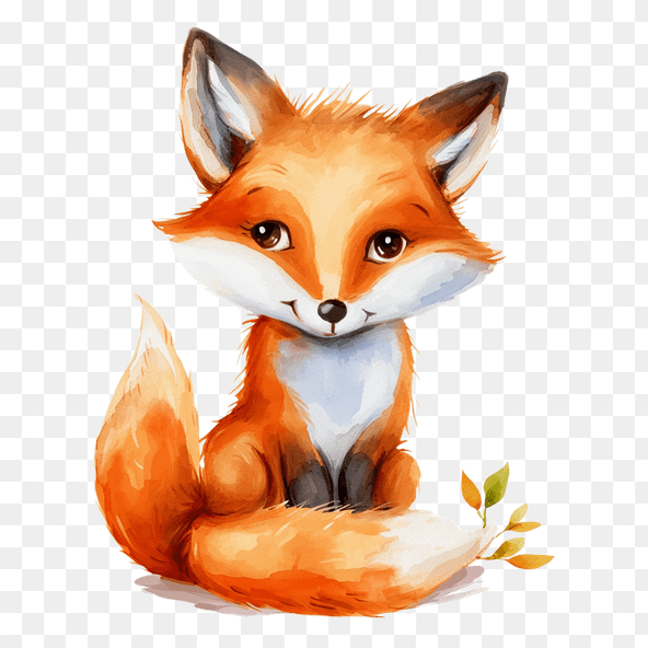orange fox clipart