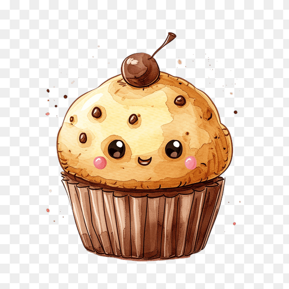 Cute Chocolate Chip Muffin Clipart