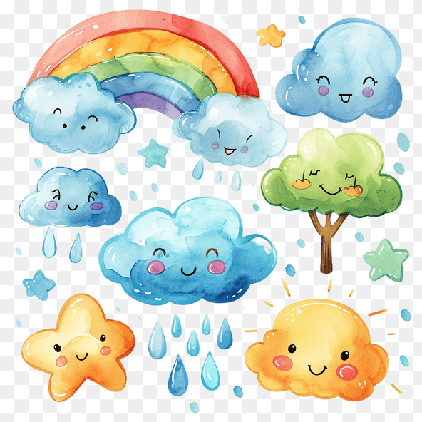 Cute Watercolor Rainbow Cloud Clipart