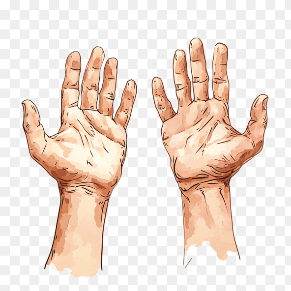 Hand Drawn Upward Reaching Hands Clipart