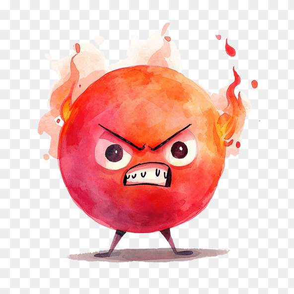 Angry Red Watercolor Emoji Clipart