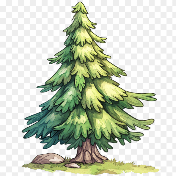 Tall Watercolor Evergreen Tree Clipart