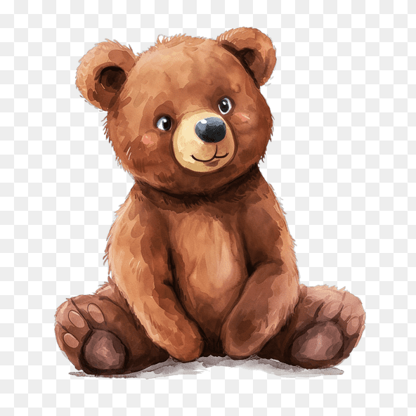 Cute Watercolor Brown Bear Clipart