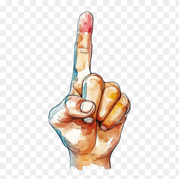 Watercolor Hand Pointing Up Clipart