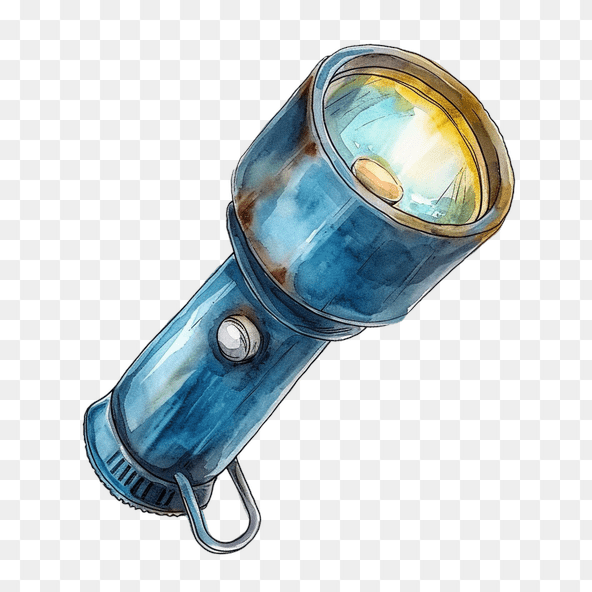 Vintage Blue Flashlight Clipart