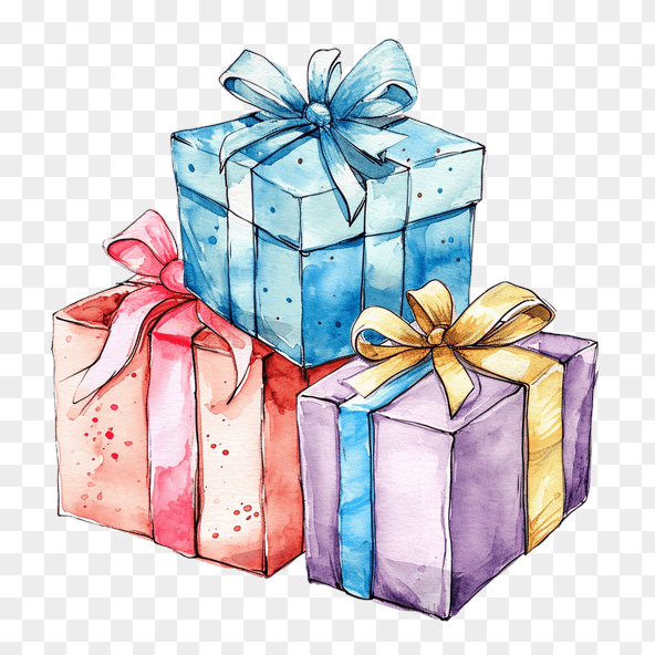 Watercolor Gift Box Clipart