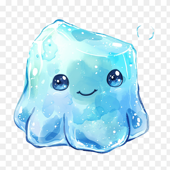 Cute Blue Ice Cube Cartoon Clipart