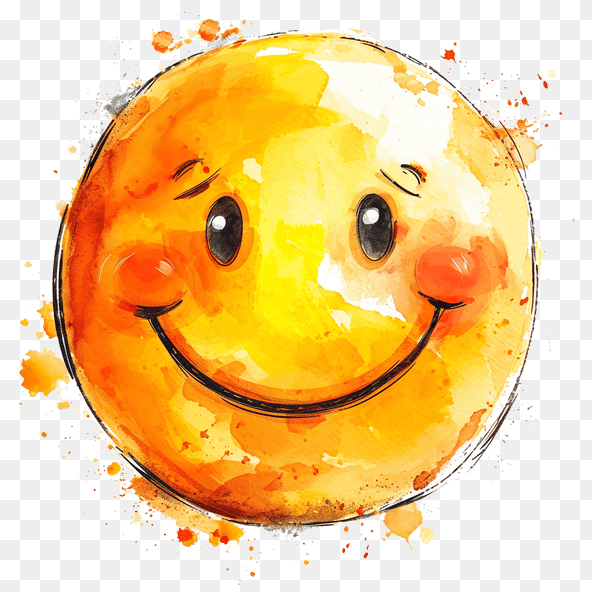 Watercolor Happy Smiley Face Clipart