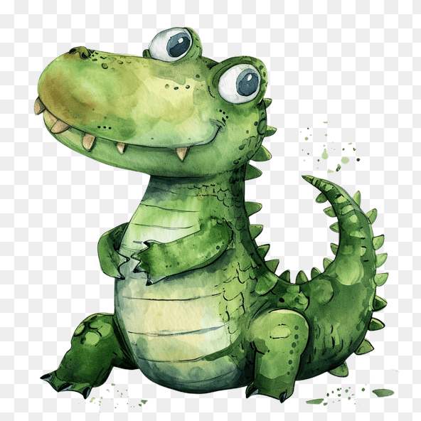 Cute Green Crocodile Clipart