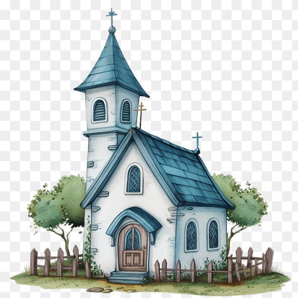 Small church watercolor clipart