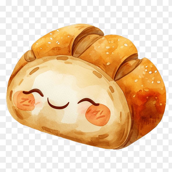 Cute bread watercolor illustration clipart