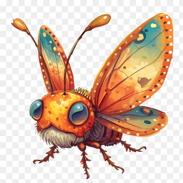 Cute Orange Fantasy Insect Clipart