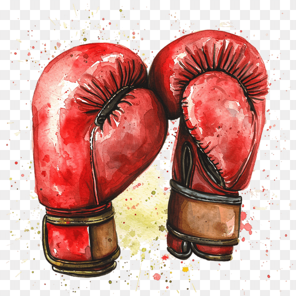 Red Boxing Gloves Watercolor Clipart