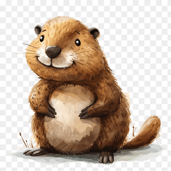 Cute Watercolor Groundhog Clipart