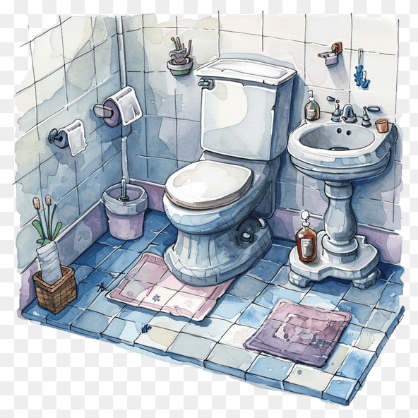 Bathroom Interior Watercolor Clipart
