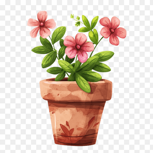 watercolor flower pot clipart