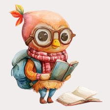 Cute Owl Reading Book Clipart