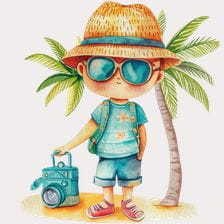 Cute Boy Traveler Clipart