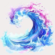 Vibrant Watercolor Ocean Wave Clipart