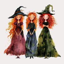 Cute Watercolor Witches Clipart