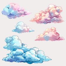 Cartoon Cloud Clipart Set
