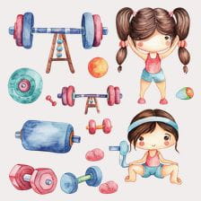 Cute Watercolor Gym Clipart