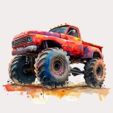Monster Truck Watercolor Clipart