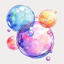 colorful watercolor bubbles clipart
