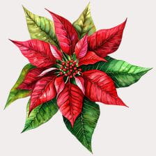 Red Poinsettia Christmas Flower Clipart