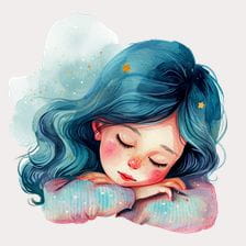 Sleeping Girl Watercolor Illustration Clipart