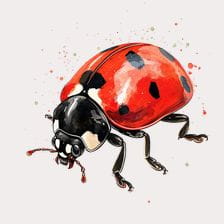 Red Ladybug Watercolor Clipart