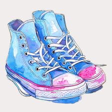 Blue Watercolor Canvas Sneakers Clipart