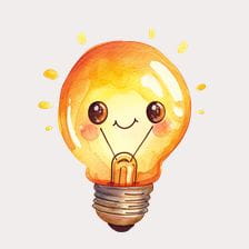 Kawaii light bulb clipart