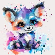 Cute Watercolor Fox Clipart