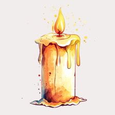 Melted Candle Watercolor Clipart