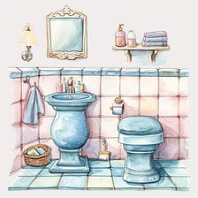 shabby bathroom clipart