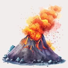 volcano watercolor clipart