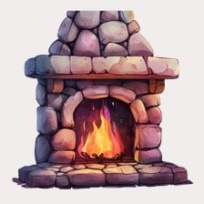 Watercolor Fireplace Clipart