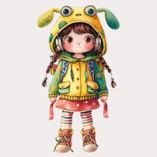 Cute Girl With Backpack Clipart