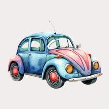 Vintage Watercolor Car Clipart