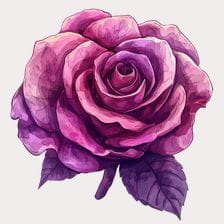 purple watercolor rose clipart