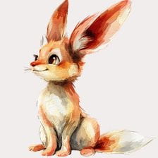 Adorable Watercolor Fennec Fox Clipart