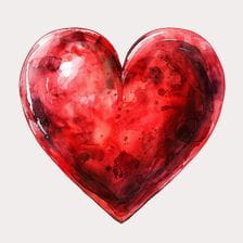 red watercolor heart clipart