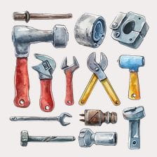 Watercolor Hand Tools Clipart