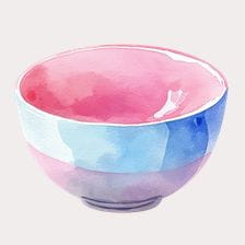 Watercolor Pink Blue Bowl Clipart