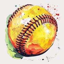 Watercolor Softball Clipart